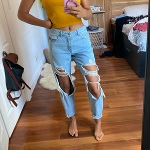 Blue boyfriend ripped jeans